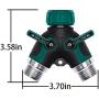 NEX 2 Way Y Hose Connector, Garden Faucet Splitter Metal Body with Comfortable Smooth Rubberized Grip