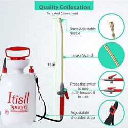 ITISLL Portable Garden Pump Sprayer Brass Wand Shoulder Strap for Yard Lawn Weeds Plants 1Gal