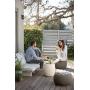 Keter Urban Knit Pouf Ottoman Set of 2 with Storage Table for Patio and Room Décor-Perfect for Balcony, Deck, and Outdoor Seating, Cream & Taupe