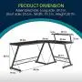 Halter L-Shaped Desk 59'' Computer Corner Desk Home Gaming, Office Desk Study Writing Modern Table, Black Desk with Black Metal Frame, Space Saver Easy to Assemble