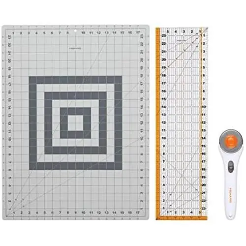Fiskars Crafts 952301010 Rotary Sewing Cutting Set (3 Piece), Grey Fiskars Crafts 952301010 Rotary Sewing Cutting Set (3 Piece), Grey