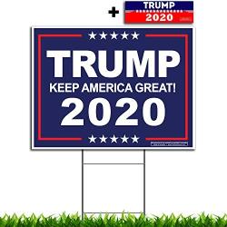 VIBE INK President Donald Trump - Keep America Great! 2020 Political Campaign Rally Yard Sign (24''x18'') Included Metal Stake - Made in America, Waterproof, Double Sided Print (Blue)