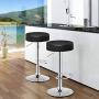 COSTWAY Bar Stools Set of 2, Modern Swivel Backless Round Barstool, PU Leather Armless bar Chair with Height Adjustable, Chrome Footrest, Sturdy Metal Frame for Kitchen Bistro Pub (Black, 2 pcs)