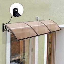 MCombo 40''×120'' Window Awning Outdoor Polycarbonate Front Door Patio Cover Garden Canopy 6055-4012 (Dark Brown)