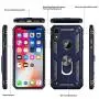 LeYi Compatible for iPhone XR Case with Tempered Glass Screen Protector [2Pack] for Women Men Teens, [Military-Grade] Protective Phone Case with Ring Kickstand for Apple iPhone XR 10 10 XR, Blue