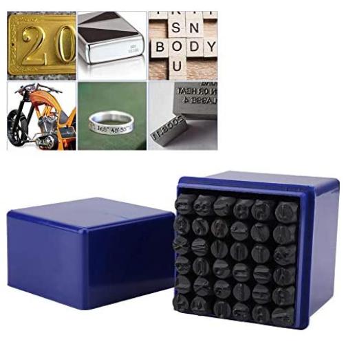 Number and Letter Stamp Set, 36 Piece 1/4 inch Letter Punch Kit Steel Metal Easy to Use Stamp Punch Tool with A Durable Storage Box for Imprinting Metal Wood Plastic and Leather