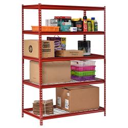 Muscle Rack UR482472WD5-R 5-Shelf Steel Shelving Unit, 48'' Width x 72'' Height x 24'' Length, Red