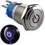 Ulincos Latching Pushbutton Switch U19C1 1NO1NC SPDT ON/Off Silver Stainless Steel with Blue LED Suitable for 19mm 3/4'' Mounting Hole (Blue)