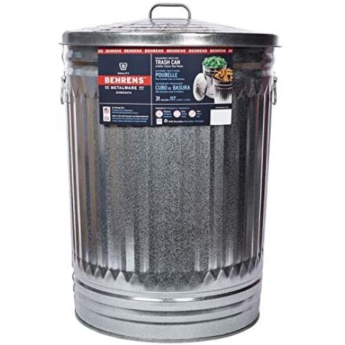 Behrens Galvanized Steel Trash Can, 31-Gallon