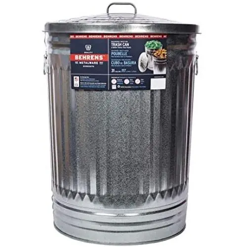 Behrens Galvanized Steel Trash Can, 31-Gallon Behrens Galvanized Steel Trash Can, 31-Gallon