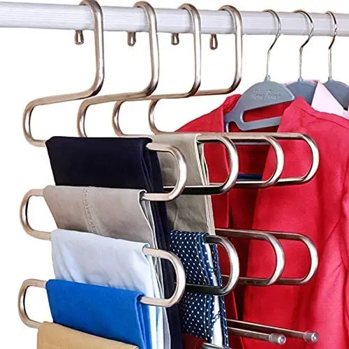 DOIOWN Pants Hangers S-Shape Stainless Steel Clothes Hangers Space Saving Hangers Closet Organizer for Pants Jeans Scarf(5 Layers,10Pcs) DOIOWN Pants Hangers S-Shape Stainless Steel Clothes Hangers Space Saving Hangers Closet Organizer for Pants Jeans Scarf(5 Layers,10Pcs)