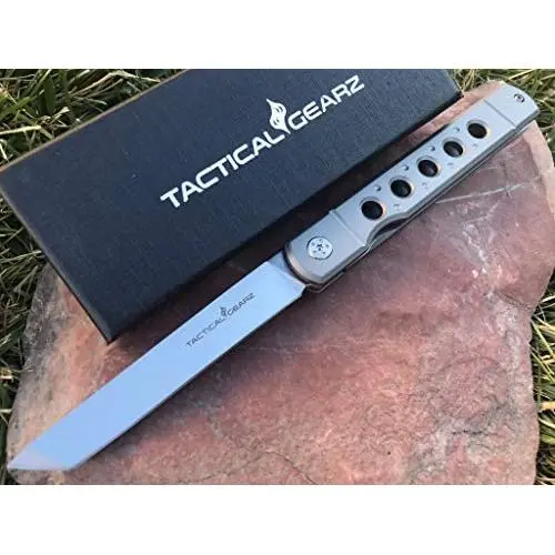 TACTICAL GEARZ TG Kyoko, Tc4 Titanium Handle! Japanese Style EDC Folding Knife w/Sheath! Polished D2 Steel Tanto Blade! Ball Bearing Pivot System! (Kyoko Platinum) TACTICAL GEARZ TG Kyoko, Tc4 Titanium Handle! Japanese Style EDC Folding Knife w/Sheath! Polished D2 Steel Tanto Blade! Ball Bearing Pivot System! (Kyoko Platinum)