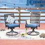LOKATSE HOME Outdoor Patio Dinning Swivel Chairs Rocker Set of 2 Metal for Garden Backyard Furniture, 2, Blue