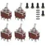 ESUPPORT Silver Contact Car Univeral Heavy Duty 20A 125V DPDT 6P On/Off/On Rocker Toggle Switch Metal Waterproof Boot Cap 12mm Pack of 5 ESUPPORT Silver Contact Car Univeral Heavy Duty 20A 125V DPDT 6P On/Off/On Rocker Toggle Switch Metal Waterproof Boot Cap 12mm Pack of 5