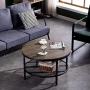 Bonnlo 31.5'' Industrial Coffee Table for Living Room 2-Tier Vintage Round Coffee Table with Metal Storage Shelf