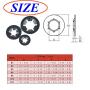 SpzcdZa 260pcs 7 size Internal Tooth Starlock Washers Locking Washer Assortment Kit, Push On Speed Clips Fasteners Assortment Kit,Quick Speed Locking Washers,Black Oxide Finish65Mn Black Oxide Finish