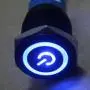ESUPPORT Black 16mm 12V 3A Power Symbol Angel Eye Halo Car Blue LED Light Metal Push Button Toggle Switch Socket Plug Wire