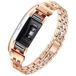 bayite Bands Compatible Fitbit Charge 2, Replacement Metal Bracelet Adjustable Fitbit Charge 2 Bands Bling Rhinestone