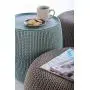 Keter Urban Knit Pouf Ottoman Set of 2 with Storage Table for Patio and Room Décor-Perfect for Balcony, Deck, and Outdoor Seating, Dune/Misty Blue