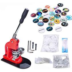 Seeutek Button Maker Machine Button Badge Maker 1 inch 25mm with 500 Pcs Button Parts and 1 inch 25mm Circle Cutter