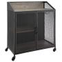 Walker Edison Malcomb Urban Industrial Metal Mesh Double Door Rolling Bar Cabinet, 33 Inch, Grey
