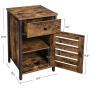 VASAGLE Nightstand, Side Table with Drawer, Shutter Door, End Table with Adjustable Shelf, Metal Frame, Industrial Style, Rustic Brown and Black ULET063B01