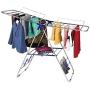 Bartnelli Laundry Drying Rack for Clothes - Heavy Duty Stainless-Steel Adjustable Gullwing Drying Rack Stand - Foldable and Space Saving, Indoor-Outdoor, Lightweight, with Hooks to Dry Shoes