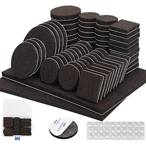 Furniture Pads 136 Pieces Pack Self Adhesive Felt Pad Brown Felt Furniture Pads 5mm Thick Anti Scratch Floor Protectors for Chair Legs Feet with Case and 30 Rubber Bumpers for Hardwood Tile Wood Floor Furniture Pads 136 Pieces Pack Self Adhesive Felt Pad Brown Felt Furniture Pads 5mm Thick Anti Scratch Floor Protectors for Chair Legs Feet with Case and 30 Rubber Bumpers for Hardwood Tile Wood Floor