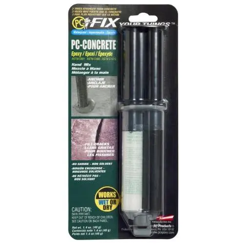 PC Products 70086 PC-Concrete Two-Part Epoxy Adhesive Paste for Anchoring and Crack Repair, 1.4 oz in Applicator Syringe, Gray PC Products 70086 PC-Concrete Two-Part Epoxy Adhesive Paste for Anchoring and Crack Repair, 1.4 oz in Applicator Syringe, Gray