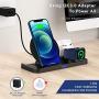 Powlaken 3 in 1 Wireless Charging Station for Apple Products Compatible with Apple Watch Series Se 6 5 4 3 2, AirPods Pro 2, Fast Wireless Charger Stand Dock for iPhone 12, 11 Pro Max, 11, XR, XS, X