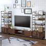 Homfa Industrial Bookcase with 2 Cabinets, 3-Tier Free Standing Open Shelf Display Storage Rack Shelves, 31L x 11.8W x 70.8H Inches Wood Look Accent Metal Frame Furniture for Home Office