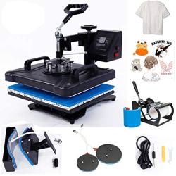 12X15 Inch Heat Press Machine for Shirt Combo 5-in-1 Digital Heat Press Machine Transfer Sublimation Swing Away Power Pressing Machine for Hat/Mug/Plate/Cap/T-Shirt Heat Press (Black)