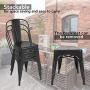 BONZY HOME Metal Dining Chairs, Stackable Side Chairs with Back, Indoor Outdoor Use Chair for Farmhouse, Patio, Restaurant, Kitchen, Set of 4 (Black)