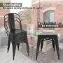BONZY HOME Metal Dining Chairs, Stackable Side Chairs with Back, Indoor Outdoor Use Chair for Farmhouse, Patio, Restaurant, Kitchen, Set of 4 (Black)