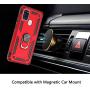 SWP for Samsung Galaxy A21S Case, Dual Layer Shock-Absorption Armor Cover,Full-Body Protective Case with Metal Ring Holder Kickstand for A21S (red)