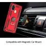 SWP for Samsung Galaxy A21S Case, Dual Layer Shock-Absorption Armor Cover,Full-Body Protective Case with Metal Ring Holder Kickstand for A21S (red)