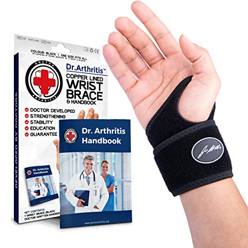 Doctor Developed Premium Copper Lined Wrist Support / Wrist Strap / Wrist Brace / Hand Support [Single] & Doctor Written Handbook— Suitable for both right and left hands