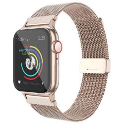 Compatible with Apple Watch Band 38/40mm 42/44mm, Belita Amy Stainless Steel Mesh Loop Replacement Parts for iWatch Band Series 5/4/3/2/1 (Gold, 38/40mm)