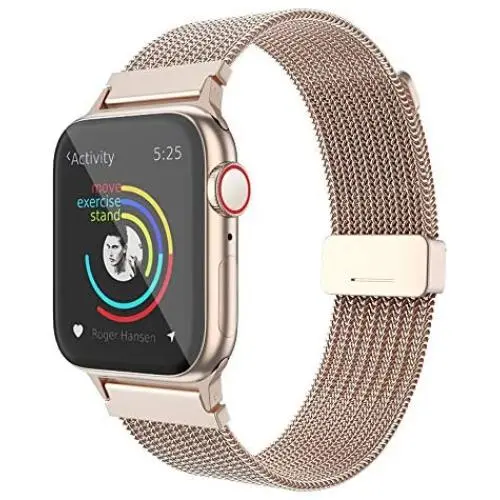 Compatible with Apple Watch Band 38/40mm 42/44mm, Belita Amy Stainless Steel Mesh Loop Replacement Parts for iWatch Band Series 5/4/3/2/1 (Gold, 38/40mm) Compatible with Apple Watch Band 38/40mm 42/44mm, Belita Amy Stainless Steel Mesh Loop Replacement Parts for iWatch Band Series 5/4/3/2/1 (Gold, 38/40mm)