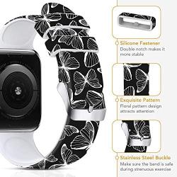 Lwsengme Compatible with Apple Watch Band 38mm 40mm 42mm 44mm,Soft Silicone Replacment Sport Bands Compatible with iWatch Series 6 5 4 3 2 1 SE(Butterfly,38/40MM)