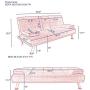 NOUVCOO 2020 Quality Upgraded Linen Upholstered Modern Convertible Folding Futon Sofa w/Removable Armrests, Metal Legs, 2 Cupholders for Bed Living Room/Office/Dormitory/Hotel, Light Gray