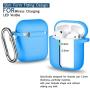 AirPods Case Cover with Keychain, Full Protective Silicone AirPods Accessories Skin Cover for Women Girl with Apple AirPods Wireless Charging Case,Front LED Visible-Light Blue