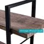 SUPERJARE 5-Shelf Industrial Bookshelf, Open Etagere Bookcase with Metal Frame, Rustic Book Shelf, Storage Display Shelves, Wood Grain - Vintage Brown