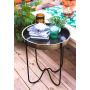 H Potter Indoor Outdoor Side Patio Table Living Room Kitchen Small Spaces Quick Folding Stand and Removable Round Metal Tray for Drinks or Appetizers Gar618 Brass