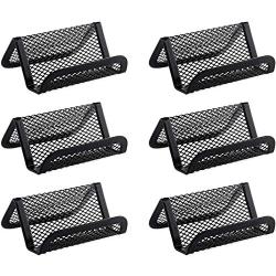 MaxGear Mesh Business Card Holder Stand Metal Business Card Stand for Desk Office Business Card Display with 50 Name Card Capacity 6 Pack Black