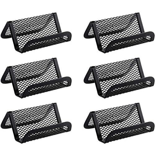 MaxGear Mesh Business Card Holder Stand Metal Business Card Stand for Desk Office Business Card Display with 50 Name Card Capacity 6 Pack Black