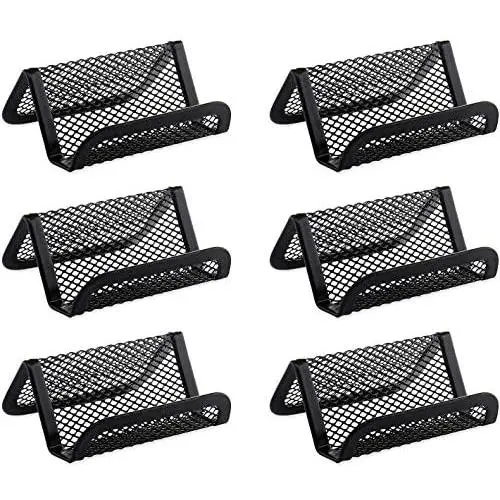 MaxGear Mesh Business Card Holder Stand Metal Business Card Stand for Desk Office Business Card Display with 50 Name Card Capacity 6 Pack Black MaxGear Mesh Business Card Holder Stand Metal Business Card Stand for Desk Office Business Card Display with 50 Name Card Capacity 6 Pack Black