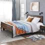 VASAGLE Metal Frame with Headboard, Footboard, No Box Spring Needed, Under-Bed Storage, Queen, Classic Rustic