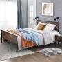 VASAGLE Metal Frame with Headboard, Footboard, No Box Spring Needed, Under-Bed Storage, Queen, Classic Rustic