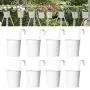 Dahey 8 Pcs Hanging Flower Pots Metal Iron Bucket Planter for Railing Fence Balcony Garden Home Decoration Flower Holders with Detachable Hooks, White, 4 Inches Dahey 8 Pcs Hanging Flower Pots Metal Iron Bucket Planter for Railing Fence Balcony Garden Home Decoration Flower Holders with Detachable Hooks, White, 4 Inches